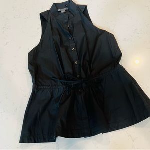 Armani Exchange cotton sleeveless button up dress shirt with tie at waist